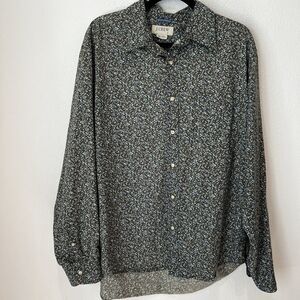 J. Crew Button-Down Shirt Size L Mini Floral 100% Cotton Medium Weight Soft
